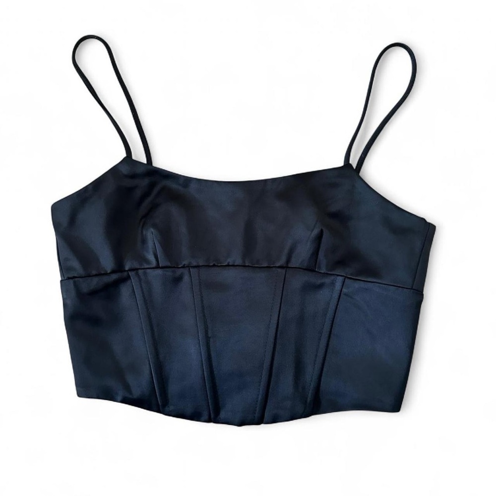 Jason Wu Black Satin crop corset top size small NWOT RETAIL $190